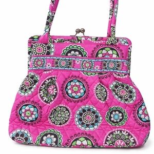 Vera Bradley Vintage Pink Quilted Kiss Lock Shoulder Bag Purse